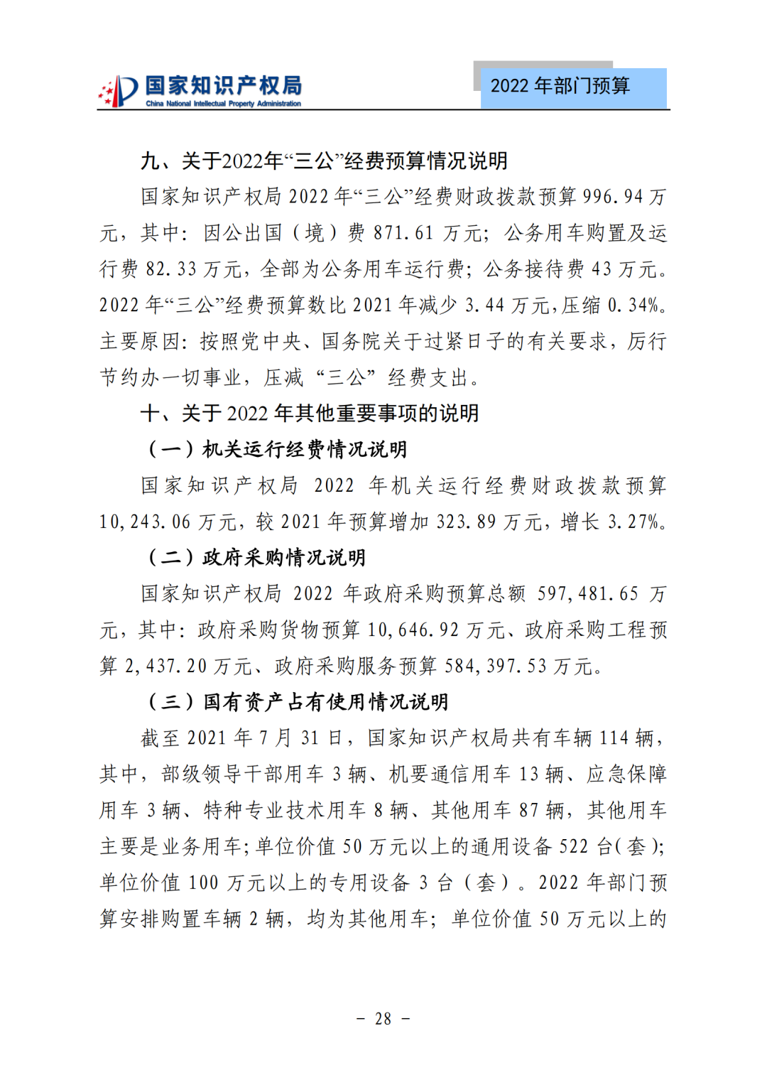 国知局2022年部门预算：专利审查费44.7亿元，评选中国专利奖项目数量≥2000项